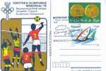 CANOE ET AVIRON  OBLITERATION TEMPORAIRE POLOGNE 1988 + ENTIER POSTAL VOLLEY BALL J O MONTREAL - Rowing