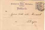 2373. Entero Postal ULM  Wurttemberg 1889 A Tubingen - Postwaardestukken