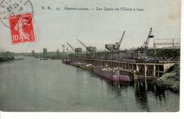 Gennevilliers, Les Quais De L'usine à Gaz (grues, Péniches) - Gennevilliers