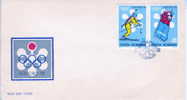 SKI FDC ROUMANIE JEUX OLYMPIQUES DE SAPPORO 1972 + BOBSLEIGH - Hiver