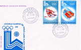 SKI FDC ROUMANIE JEUX OLYMPIQUES DE LAKE PLACID 1980 SKI ET BOBSLEIGH - Invierno