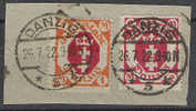 Dantzig 1921 1 Et 2 M Obl. Sur Fragment - Usati