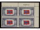 US Stamps #911 Flag Of Norway Mint VF-NH Inscription Block. - Postzegels