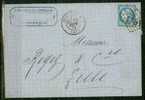 FRANCE Nº 46  Obl. S/ Lettre Entiere Bleu Terne - 1870 Bordeaux Printing