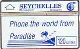 SEYCHELLES  PALMIER BLEU 120U UT N° 105H... CARTE ANCIENNE SUPERBE CARTE TRES RARE - Sychelles