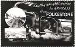 Views Of Folkestone, U.K. With Train - Real Photo - Folkestone