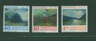 L0248 Paysages Peintures Vallée Et Montagne Rhin Anton Frommelt 1049 à 1051 Liechtenstein 1995 Neuf ** - Nuovi