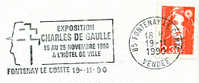 France : Secap Temporaire Illustrée Charles De Gaule De Fontenay Le Comte 1990 Sur Lettre Entière. Suprbe ! - De Gaulle (Generaal)