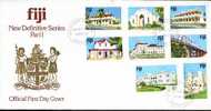 Fiji 1979 Embossed FDC - Buildings - 8 Stamps - Fidji (1970-...)