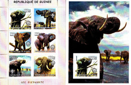 Guinée 2002 Non Répertoriés Y&T Eléphants ( Avec Emblème Scout ) - Olifanten