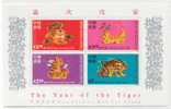 1998 HONG KONG YEAR OF TIGER 4V+MS MNH - Unused Stamps