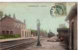 76 AUFFAY Gare, Intérieur, Train Vapeur, Colorisée, Ed Vve David, 1906 - Auffay
