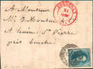 N°4 - Médaillon 20 Cent. Bleu, Bien Margé, Obl. P. 29 S/L. De COURTRAI Le 21 Août 1851 Vers Binche.  TB -- 1226 - 1849-1850 Medaillen (3/5)