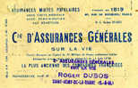 Factures, Vers 1960, SAINT-REMY-DE-LA-VANNE (77), Carte De Visite Cie D'Assurances Générales - R. DUBOIS - Bank En Verzekering