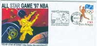 BASKET BALL OBLITERATION TEMPORAIRE DE ROUMANIE 1997 ALL STAR GAMES NBA AVEC PARTICIPATION DE GHITA MURESAN - Baloncesto