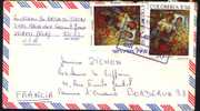 COLOMBIE. Enveloppe Du 28.08.79 De Miami à Bordeaux, Affranchie Avec Timbres Sur Les Fruits Du Marché - Roses