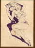 PIN UP  -  CIRCA 1965  -  DESSIN FEUTRE VIOLET -  PAS DE SIGNATURE - Tekeningen