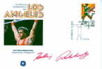 HALTEROPHILIE  OBLITERATION TEMPORAIRE 1984 JEUX OLYMPIQUES DE LOS ANGELES AVEC DEDICACE DU VAINQUEUR - Pesistica
