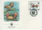 W0191 Canard Mandarin Aix Galericulata Corée Du Nord 1987 FDC Premier Jour WWF - Entenvögel