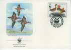 W0193 Canard Mandarin Aix Galericulata Corée Du Nord 1987 FDC Premier Jour WWF - Entenvögel