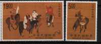 1998 TAIWAN HORSE PAINTING- Kubilai Khan Hunting 2V MNH - Ongebruikt