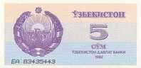 OUZBEKISTAN   5 Sum Daté De 1992   Pick 63   ****BILLET  NEUF**** - Oezbekistan