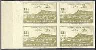 TURKEY, 13 1/2 KURUS Ankara And Planes 1943, IMPERFORATED BLOCK OF 4, UNUSED NG - Nuovi