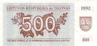 LITHUANIE   500 Talonu  Daté De 1992    Pick 44    *****BILLET  NEUF***** - Litouwen