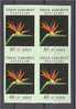 TURKEY, FLOWERS 1962, IMPERFORATED SET COMPLETE IN NEVER HINGED BLOCKS OF 4 - Unused Stamps