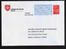 Entier Postal PAP Réponse Oeuvres Hospitalières Ordre De Malte Chantilly Oise Autorisation 61086, N° Au Dos: 0508070 - Listos Para Enviar: Respuesta/Lamouche