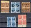 FRANCE, 5 DIFFERENT OLD RAILWAY STAMPS IN BLOCKS OF 4 - Neufs