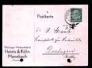 Germany 1938 "Thuringer Maskenfabrik"  Perfins On Card H&K . - Perfins