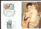 CARTE PHILATELIQUE UNICEF ET EXPOSITION THEME PEINTURE LA FEMME ET L ENFANT - UNICEF