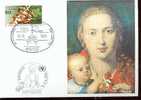 CARTE PHILATELIQUE UNICEF ET EXPOSITION THEME PEINTURE LA FEMME ET L ENFANT - UNICEF