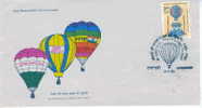 MONGOLFIERES FDC INDE 1983 200 EME ANNIVERSSAIRE DU 1ER VOL EN MONGOLFIERES - Fesselballons