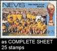 CV:€18.00. FOOTBALL Nevis 1986. World Cup Brasil Team $1.75. Sheet:25  [feuilles, Ganze Bogen,hojas,foglios,vellen - St.Kitts-et-Nevis ( 1983-...)