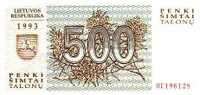 LITHUANIE  500 Talonu Daté De 1993   Pick 46   ****BILLET  NEUF**** - Litouwen