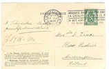 COB 425 (vert Foncé) Sur CP BRUXELLES (La Bourse) Oblitéré BRUXELLES-BRUSSEL 1 Le 15/08/1936 - 1935-1949 Klein Staatswapen