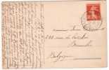 Semeuse 30c Yvert 160 Seul Sur Carte Postale Pour La Belgique, 1922 - Tarifs Postaux