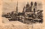 13 MARSEILLE Tourette Et La Cathédrale, Quai Animé, Ed ND 24, 1904, Dos 1900 - Joliette, Zona Portuaria