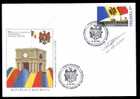 Moldova FDC Independence, 2001 With Coat Of Arms,Flag,+ Signature. - Stamps