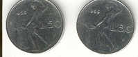 Lire 50: 1955 1956 -  2 Differenti Anni / 2 Different - 50 Lire