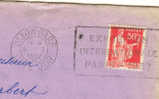 Timbre Antituberculeux Côte D'Or 1936 Au Verso Lettre Dijon Avec Paix YT 283 - Tuberkulose-Serien