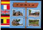 Jolie CP Espagne Soria - Multivue De La Ville + Drapeau Flag - A Circulée - Soria