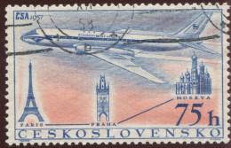 Pays : 464,1 (Tchécoslovaquie : République Démocratique)  Yvert Et Tellier N° : Aé    45 (o) (Tour Eifel) - Airmail