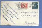 761 Op Kaart Met Stempel BRUSSEL, Met Strafport TX 40(taxe) - 1948 Exportation