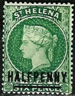 ST.HELENA..1884..Michel # 13 HALF I...MLH. - Sainte-Hélène