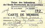 Carte De Membre De L'Union Des Infirmières De L'Ecole Provinciale De La Louvière (1948) - Historical Documents