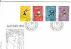 SKI PREMIER JOUR SAPPORO 1972 LIECHTENSTEIN AVEC 4 TIMBRES SKI DE FOND HOCKEY SUR GLACE PATINAGE ARTISTIQUE - Hiver 1972: Sapporo