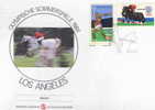 JEUX OLYMPIQUES DE LOS ANGELES OBLITERATION TEMPORAIRE HIPPISME + ENVELOPPE CONCORDANTE - Hippisme